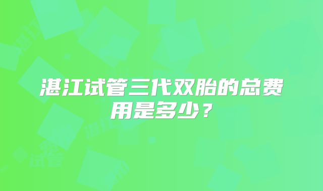 湛江试管三代双胎的总费用是多少？