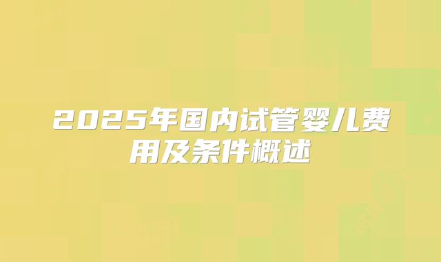 2025年国内试管婴儿费用及条件概述