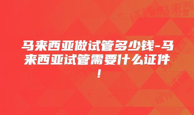 马来西亚做试管多少钱-马来西亚试管需要什么证件!