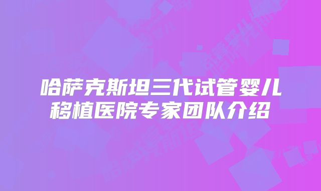 哈萨克斯坦三代试管婴儿移植医院专家团队介绍
