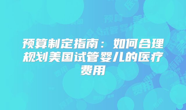预算制定指南:如何合理规划美国试管婴儿的医疗费用