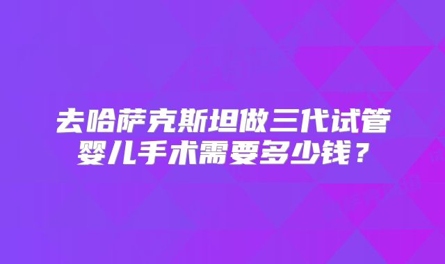 去哈萨克斯坦做三代试管婴儿手术需要多少钱？