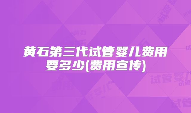 黄石第三代试管婴儿费用要多少(费用宣传)