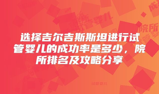 选择吉尔吉斯斯坦进行试管婴儿的成功率是多少，院所排名及攻略分享