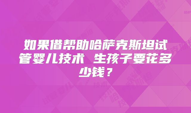 如果借帮助哈萨克斯坦试管婴儿技术 生孩子要花多少钱？