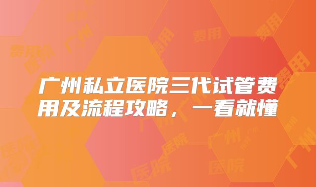 广州私立医院三代试管费用及流程攻略，一看就懂