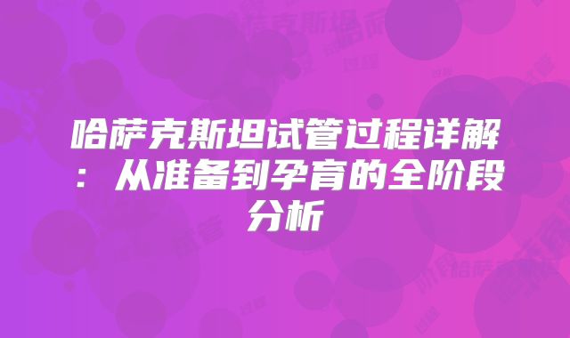 哈萨克斯坦试管过程详解:从准备到孕育的全阶段分析