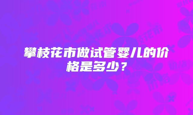 攀枝花市做试管婴儿的价格是多少？