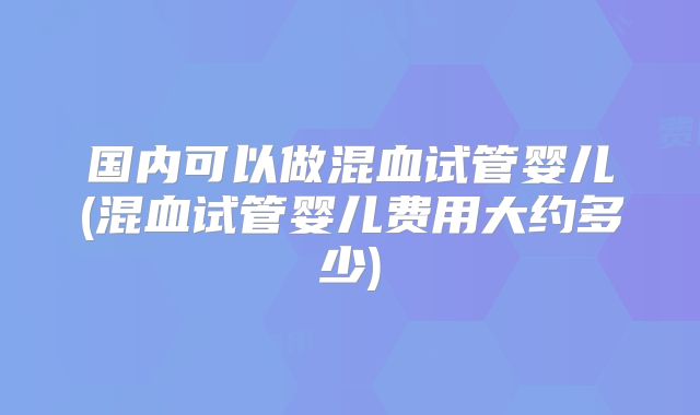 国内可以做混血试管婴儿(混血试管婴儿费用大约多少)