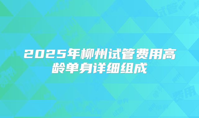 2025年柳州试管费用高龄单身详细组成