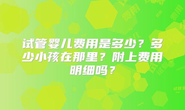 试管婴儿费用是多少？多少小孩在那里？附上费用明细吗？