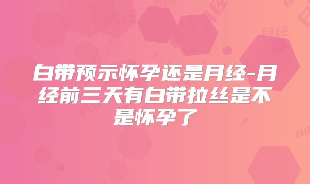 白带预示怀孕还是月经-月经前三天有白带拉丝是不是怀孕了