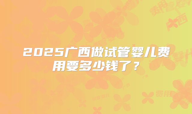 2025广西做试管婴儿费用要多少钱了？