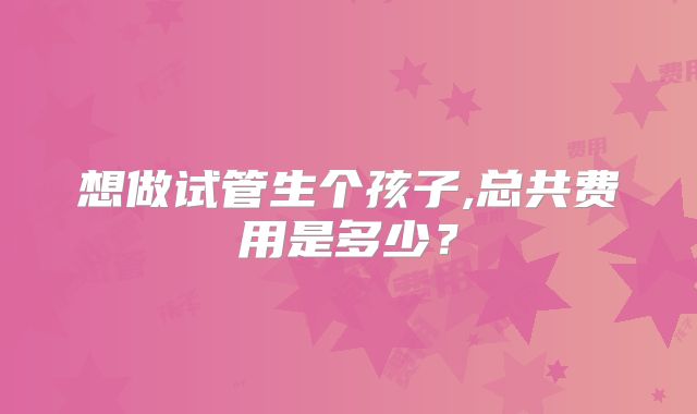 想做试管生个孩子,总共费用是多少？