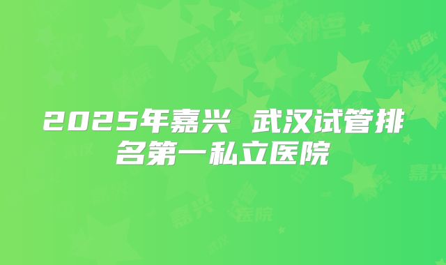 2025年嘉兴 武汉试管排名第一私立医院