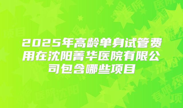 2025年高龄单身试管费用在沈阳菁华医院有限公司包含哪些项目