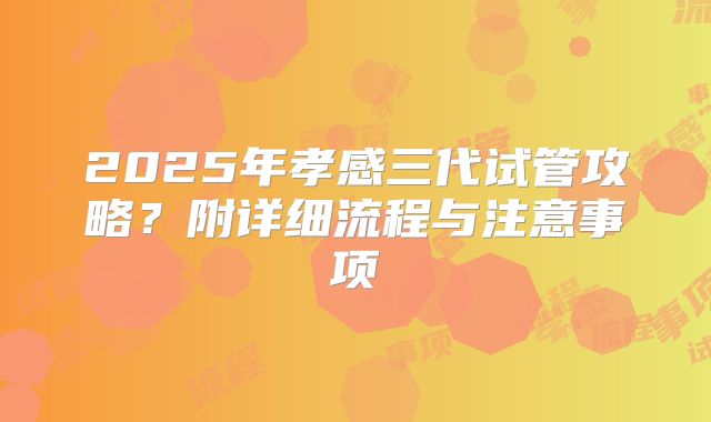 2025年孝感三代试管攻略？附详细流程与注意事项