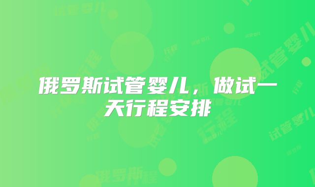 俄罗斯试管婴儿，做试一天行程安排