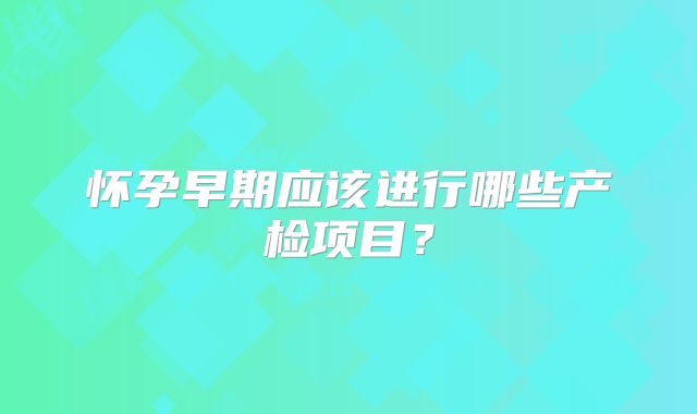 怀孕早期应该进行哪些产检项目？