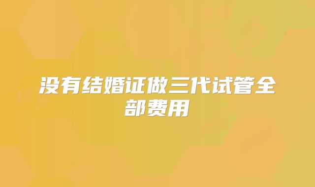 没有结婚证做三代试管全部费用