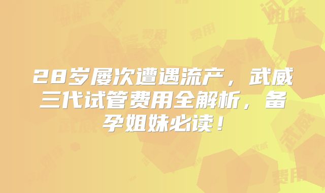 28岁屡次遭遇流产，武威三代试管费用全解析，备孕姐妹必读！