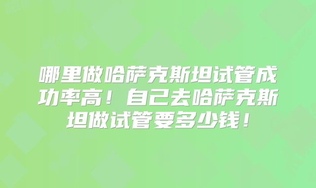 哪里做哈萨克斯坦试管成功率高！自己去哈萨克斯坦做试管要多少钱！