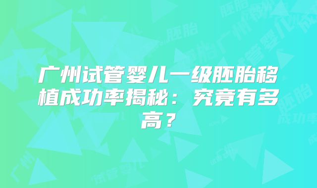 广州试管婴儿一级胚胎移植成功率揭秘：究竟有多高？