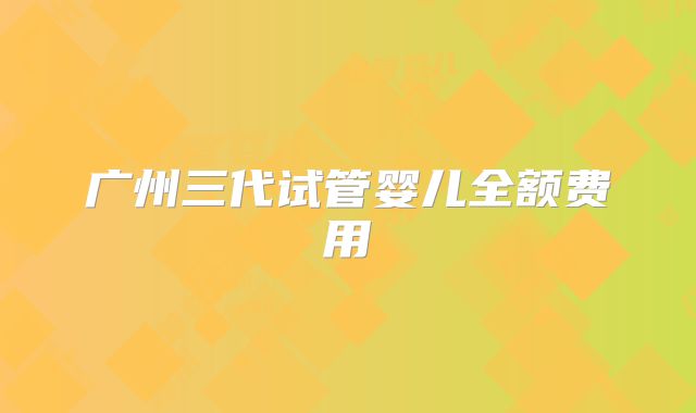 广州三代试管婴儿全额费用