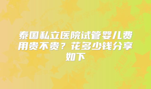 泰国私立医院试管婴儿费用贵不贵？花多少钱分享如下