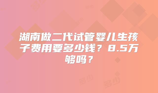 湖南做二代试管婴儿生孩子费用要多少钱？8.5万够吗？