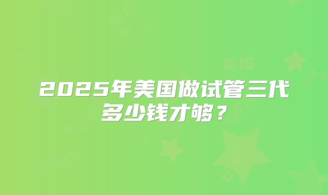 2025年美国做试管三代多少钱才够?