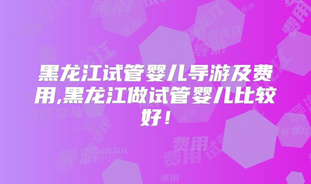 黑龙江试管婴儿导游及费用,黑龙江做试管婴儿比较好!