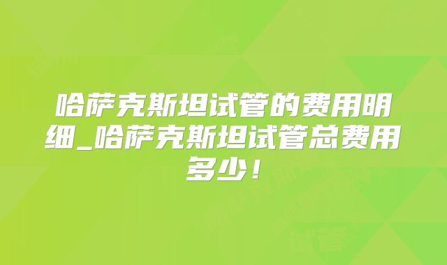 哈萨克斯坦试管的费用明细_哈萨克斯坦试管总费用多少！