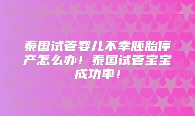 泰国试管婴儿不幸胚胎停产怎么办!泰国试管宝宝成功率!