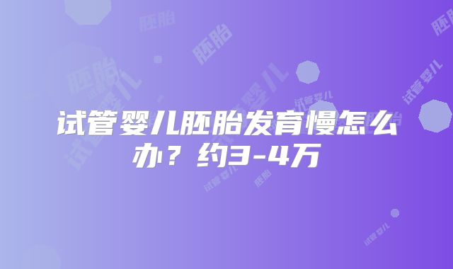 试管婴儿胚胎发育慢怎么办？约3-4万