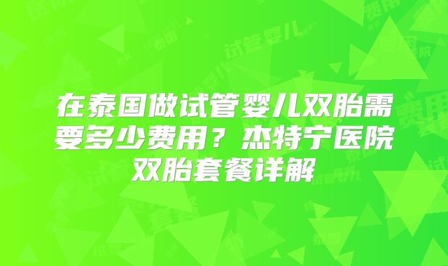 在泰国做试管婴儿双胎需要多少费用？杰特宁医院双胎套餐详解