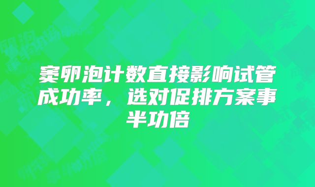 窦卵泡计数直接影响试管成功率，选对促排方案事半功倍
