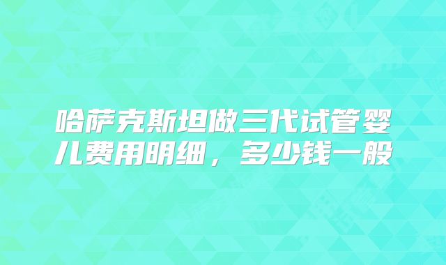 哈萨克斯坦做三代试管婴儿费用明细，多少钱一般