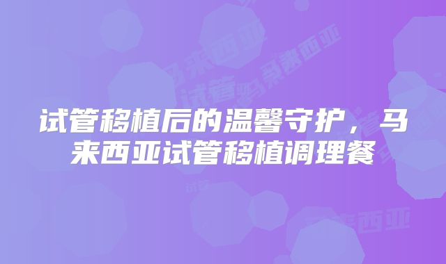 试管移植后的温馨守护，马来西亚试管移植调理餐