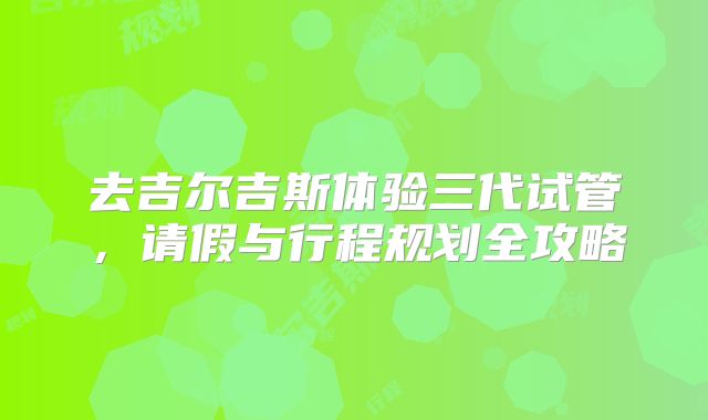 去吉尔吉斯体验三代试管，请假与行程规划全攻略