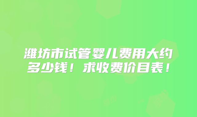 潍坊市试管婴儿费用大约多少钱！求收费价目表！