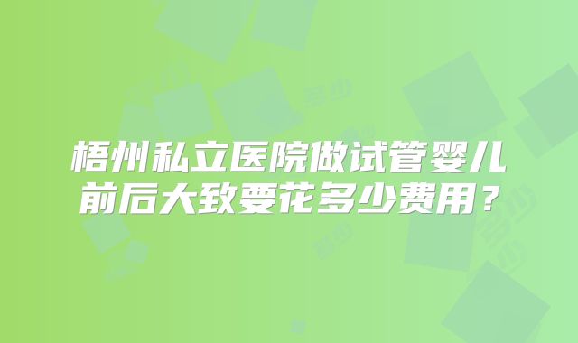 梧州私立医院做试管婴儿前后大致要花多少费用？