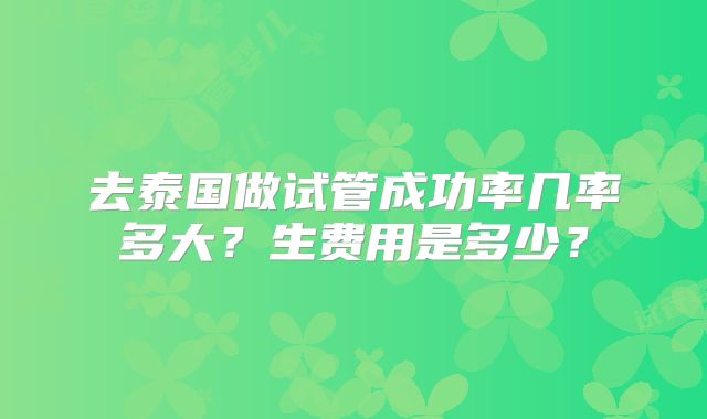 去泰国做试管成功率几率多大？生费用是多少？