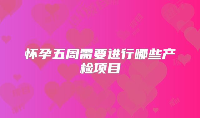怀孕五周需要进行哪些产检项目