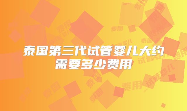 泰国第三代试管婴儿大约需要多少费用