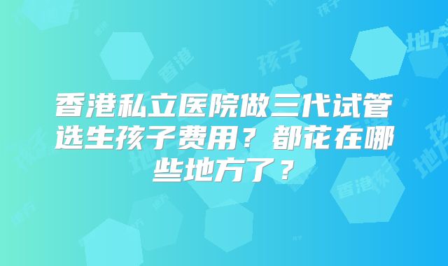 香港私立医院做三代试管选生孩子费用？都花在哪些地方了？