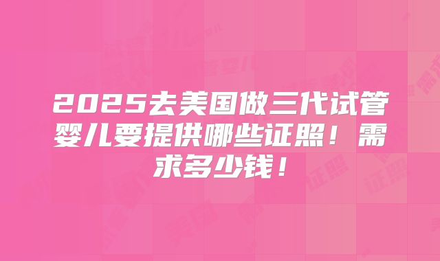 2025去美国做三代试管婴儿要提供哪些证照!需求多少钱!
