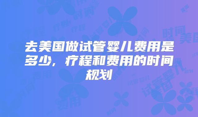 去美国做试管婴儿费用是多少, 疗程和费用的时间规划