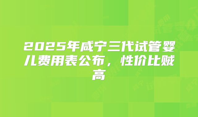 2025年咸宁三代试管婴儿费用表公布,性价比贼高