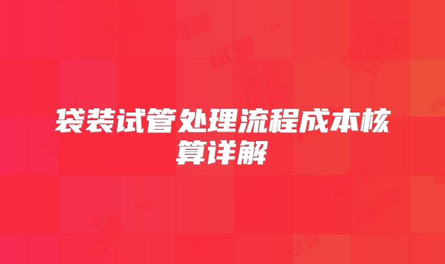 袋装试管处理流程成本核算详解